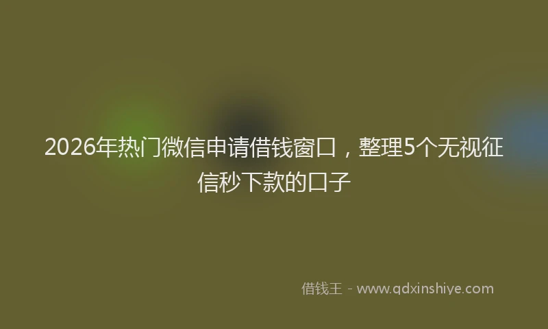 2026年热门微信申请借钱窗口，整理5个无视征信秒下款的口子