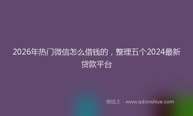 2026年热门微信怎么借钱的，整理五个2024最新贷款平台