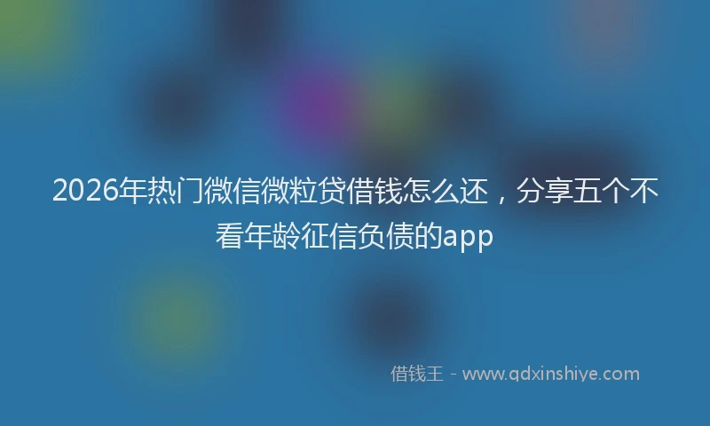 2026年热门微信微粒贷借钱怎么还，分享五个不看年龄征信负债的app