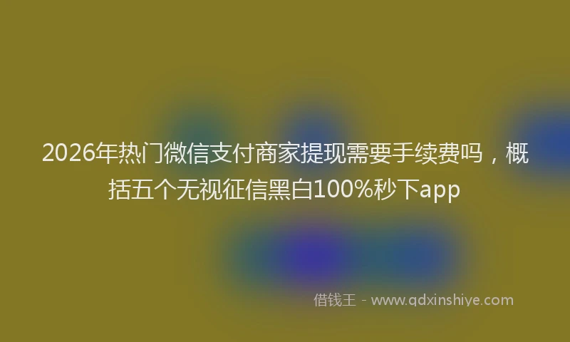 2026年热门微信支付商家提现需要手续费吗，概括五个无视征信黑白100%秒下app