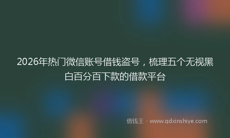 2026年热门微信账号借钱盗号，梳理五个无视黑白百分百下款的借款平台