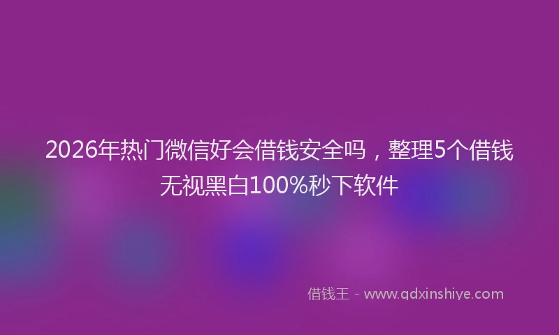 2026年热门微信好会借钱安全吗，整理5个借钱无视黑白100%秒下软件