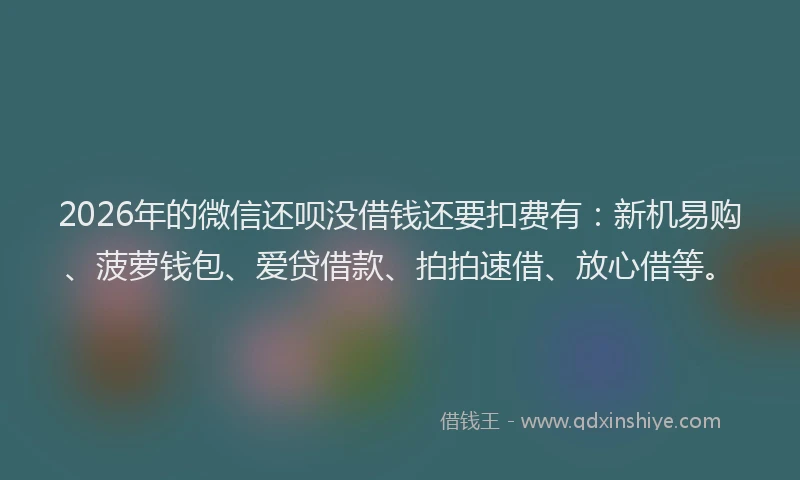 2026年的微信还呗没借钱还要扣费有：新机易购、菠萝钱包、爱贷借款、拍拍速借、放心借等。