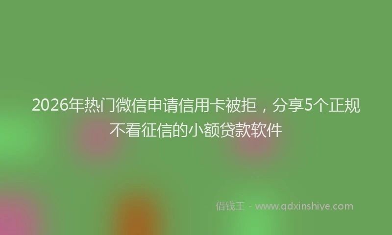 2026年热门微信申请信用卡被拒，分享5个正规不看征信的小额贷款软件