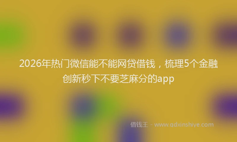 2026年热门微信能不能网贷借钱，梳理5个金融创新秒下不要芝麻分的app