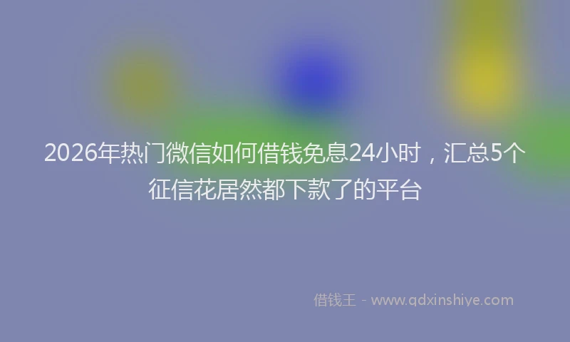 2026年热门微信如何借钱免息24小时，汇总5个征信花居然都下款了的平台