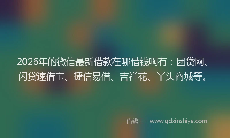 2026年的微信最新借款在哪借钱啊有：团贷网、闪贷速借宝、捷信易借、吉祥花、丫头商城等。