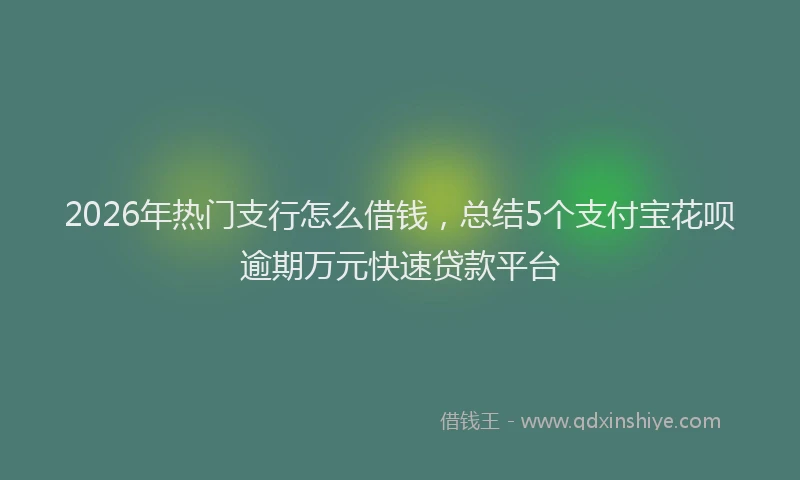 2026年热门支行怎么借钱，总结5个支付宝花呗逾期万元快速贷款平台