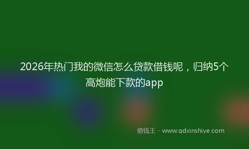 2026年热门我的微信怎么贷款借钱呢，归纳5个高炮能下款的app