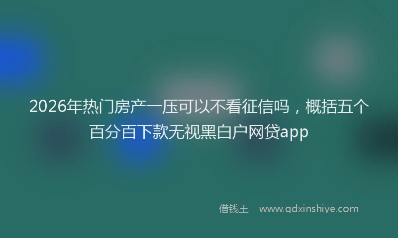2026年热门房产一压可以不看征信吗,概括五个百分百下款无视黑白户网贷app