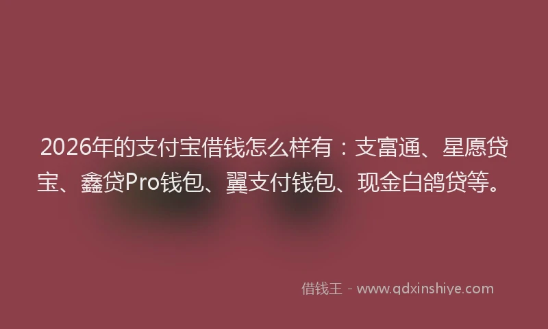 2026年的支付宝借钱怎么样有：支富通、星愿贷宝、鑫贷Pro钱包、翼支付钱包、现金白鸽贷等。