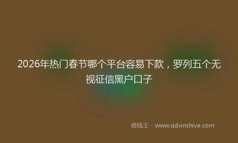 2026年热门春节哪个平台容易下款，罗列五个无视征信黑户口子