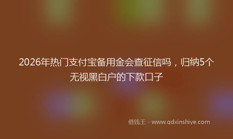 2026年热门支付宝备用金会查征信吗,归纳5个无视黑白户的下款口子