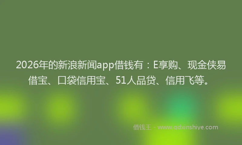 2026年的新浪新闻app借钱有：E享购、现金侠易借宝、口袋信用宝、51人品贷、信用飞等。