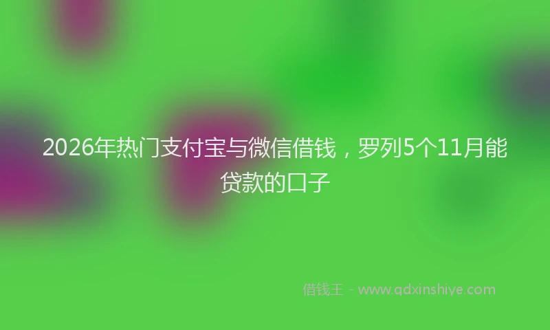 2026年热门支付宝与微信借钱，罗列5个11月能贷款的口子