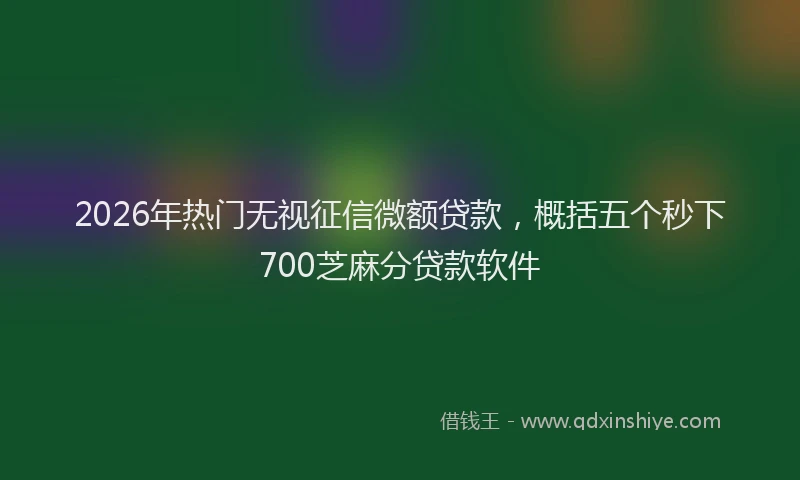 2026年热门无视征信微额贷款，概括五个秒下700芝麻分贷款软件