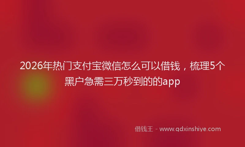 2026年热门支付宝微信怎么可以借钱，梳理5个黑户急需三万秒到的的app