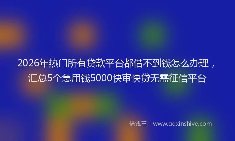 2026年热门所有贷款平台都借不到钱怎么办理,汇总5个急用钱5000快审快贷无需征信平台
