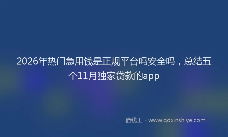 2026年热门急用钱是正规平台吗安全吗，总结五个11月独家贷款的app