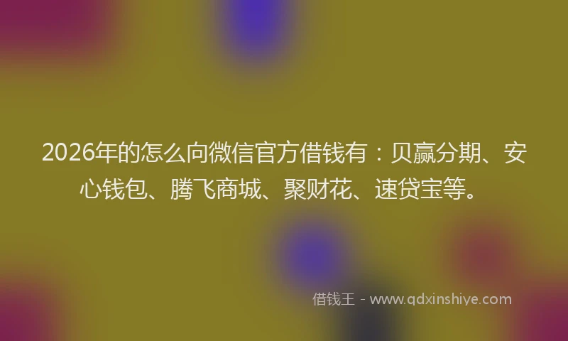 2026年的怎么向微信官方借钱有：贝赢分期、安心钱包、腾飞商城、聚财花、速贷宝等。