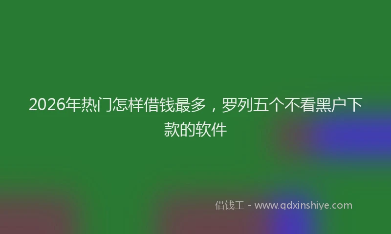 2026年热门怎样借钱最多，罗列五个不看黑户下款的软件