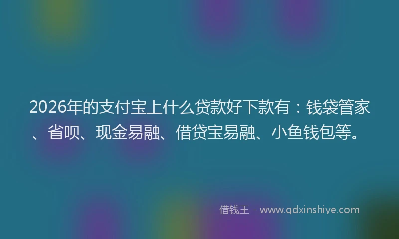 2026年的支付宝上什么贷款好下款有：钱袋管家、省呗、现金易融、借贷宝易融、小鱼钱包等。