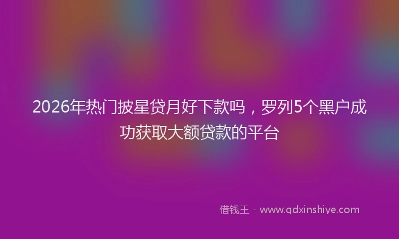 2026年热门披星贷月好下款吗，罗列5个黑户成功获取大额贷款的平台