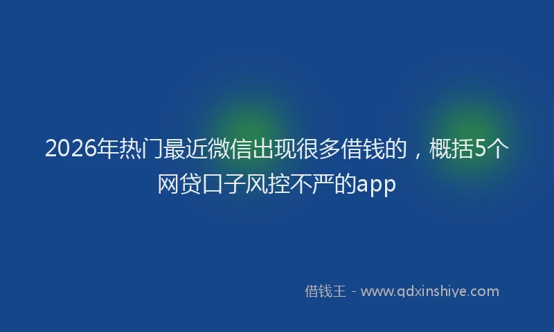 2026年热门最近微信出现很多借钱的，概括5个网贷口子风控不严的app