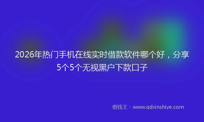2026年热门手机在线实时借款软件哪个好，分享5个5个无视黑户下款口子