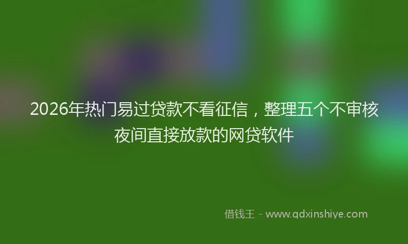 2026年热门易过贷款不看征信，整理五个不审核夜间直接放款的网贷软件