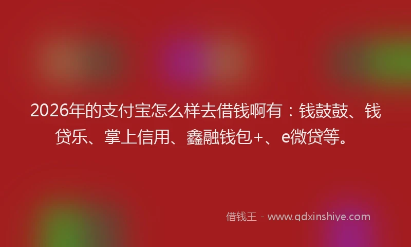 2026年的支付宝怎么样去借钱啊有：钱鼓鼓、钱贷乐、掌上信用、鑫融钱包+、e微贷等。
