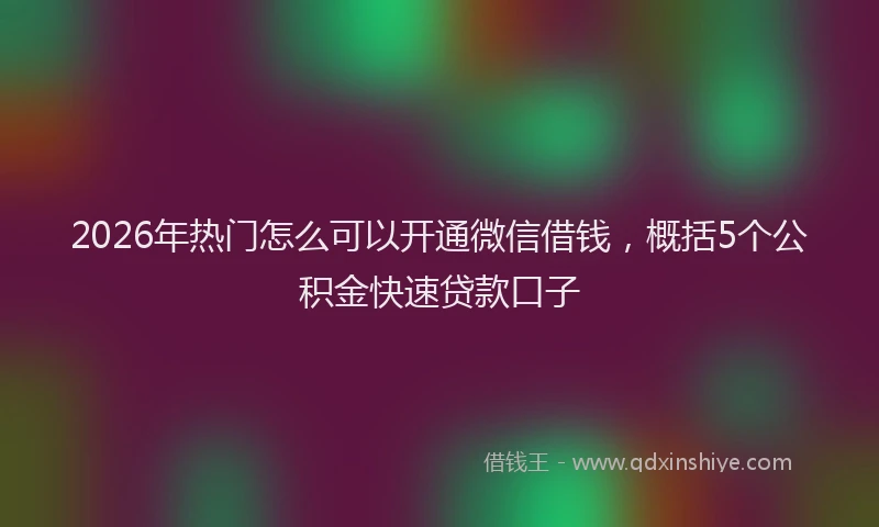 2026年热门怎么可以开通微信借钱,概括5个公积金快速贷款口子