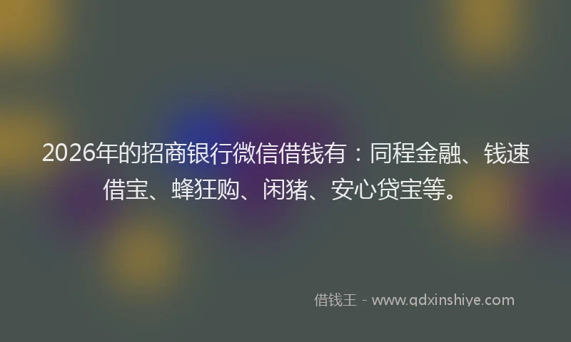 2026年的招商银行微信借钱有：同程金融、钱速借宝、蜂狂购、闲猪、安心贷宝等。