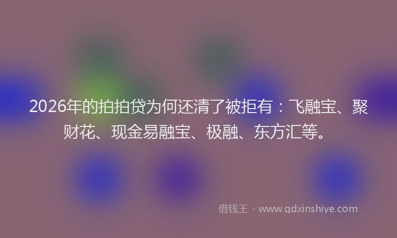 2026年的拍拍贷为何还清了被拒有：飞融宝、聚财花、现金易融宝、极融、东方汇等。