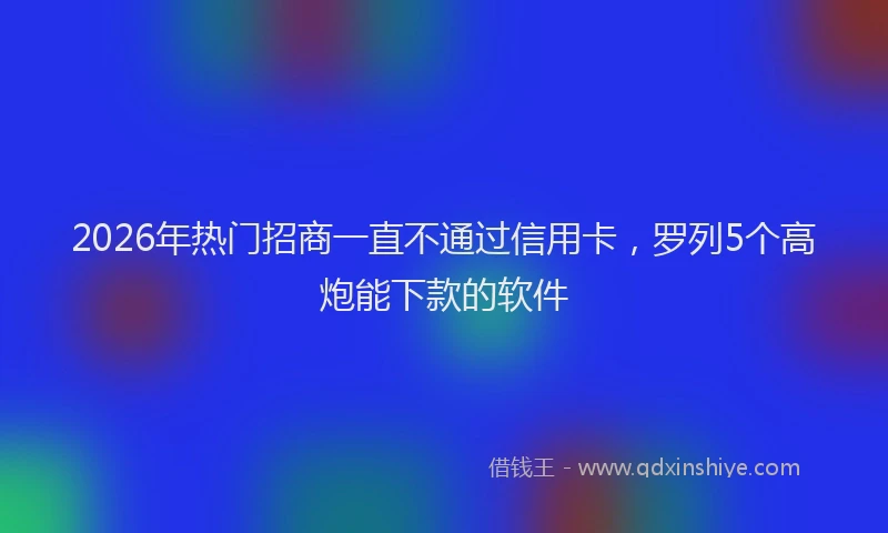 2026年热门招商一直不通过信用卡，罗列5个高炮能下款的软件