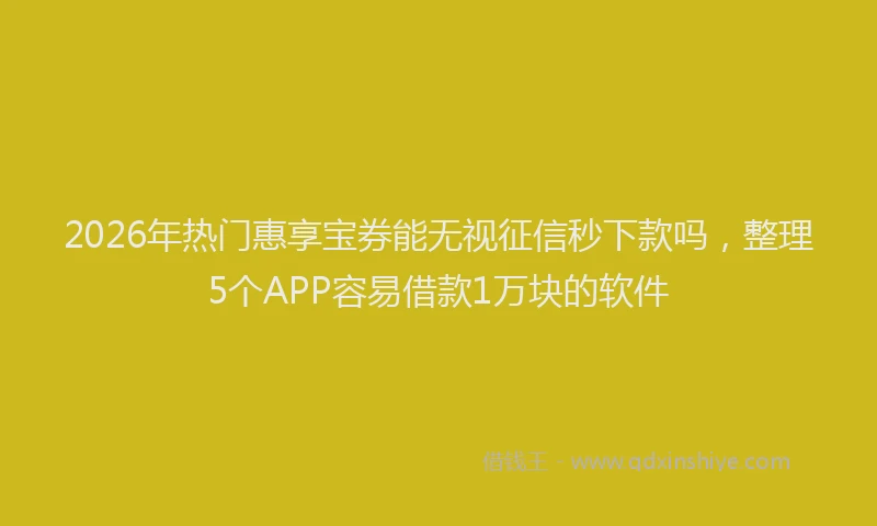 2026年热门惠享宝券能无视征信秒下款吗,整理5个APP容易借款1万块的软件