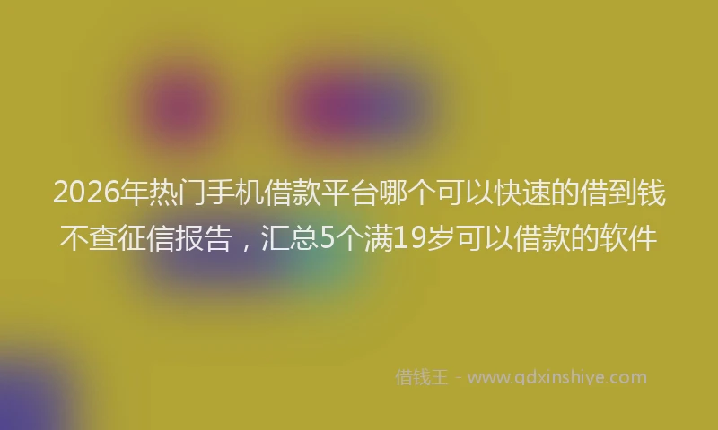2026年热门手机借款平台哪个可以快速的借到钱不查征信报告，汇总5个满19岁可以借款的软件