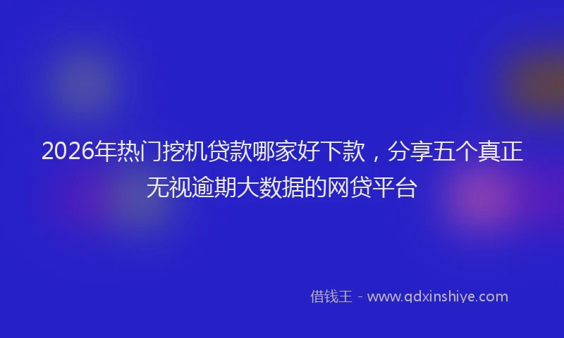 2026年热门挖机贷款哪家好下款，分享五个真正无视逾期大数据的网贷平台