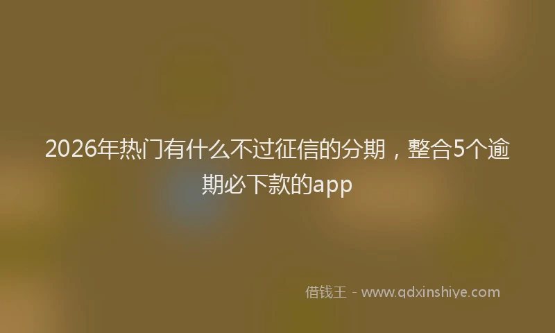 2026年热门有什么不过征信的分期，整合5个逾期必下款的app