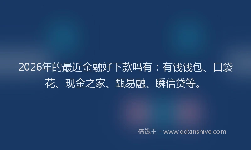 2026年的最近金融好下款吗有:有钱钱包、口袋花、现金之家、甄易融、瞬信贷等。