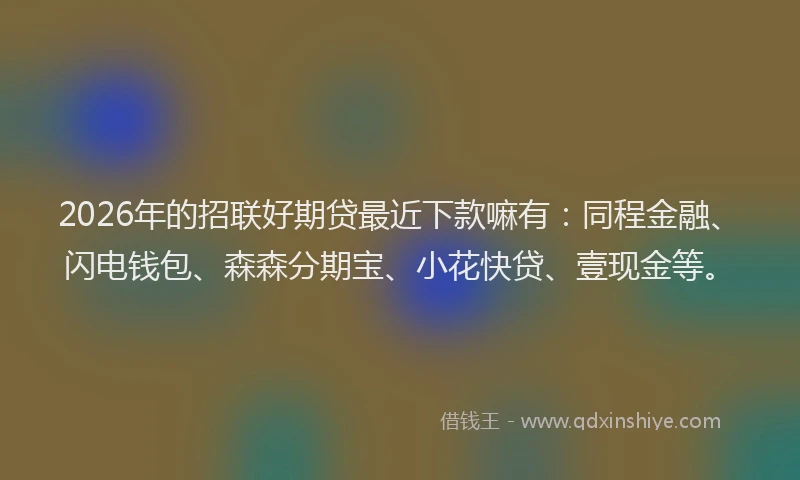 2026年的招联好期贷最近下款嘛有:同程金融、闪电钱包、森森分期宝、小花快贷、壹现金等。