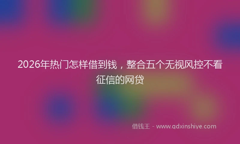 2026年热门怎样借到钱，整合五个无视风控不看征信的网贷