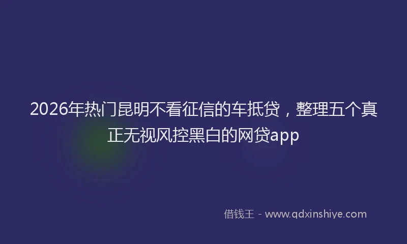 2026年热门昆明不看征信的车抵贷，整理五个真正无视风控黑白的网贷app