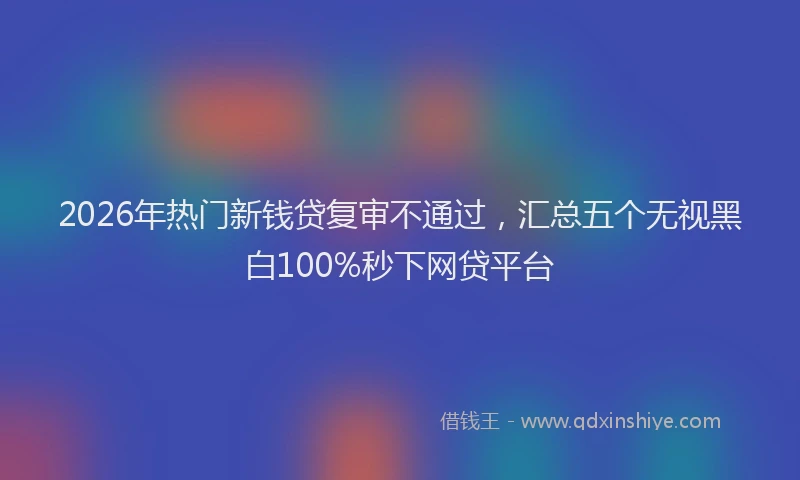 2026年热门新钱贷复审不通过，汇总五个无视黑白100%秒下网贷平台