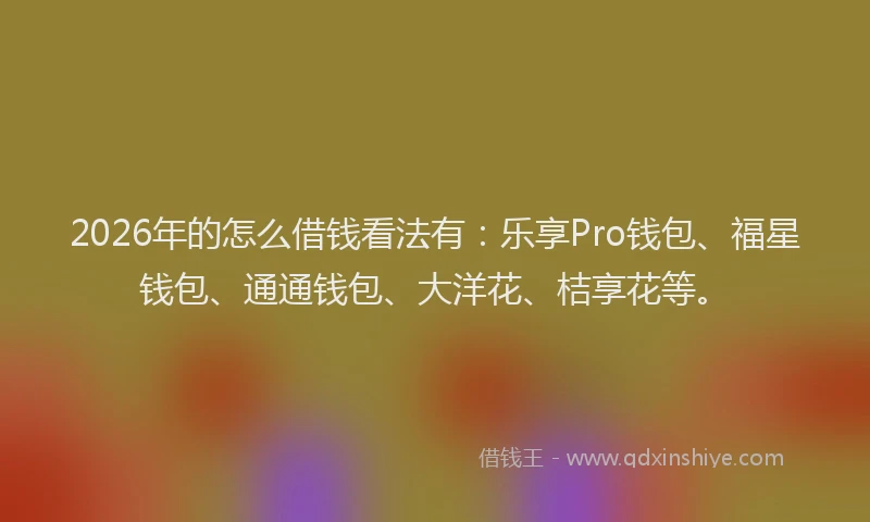 2026年的怎么借钱看法有：乐享Pro钱包、福星钱包、通通钱包、大洋花、桔享花等。