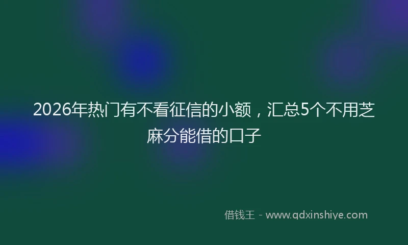 2026年热门有不看征信的小额，汇总5个不用芝麻分能借的口子