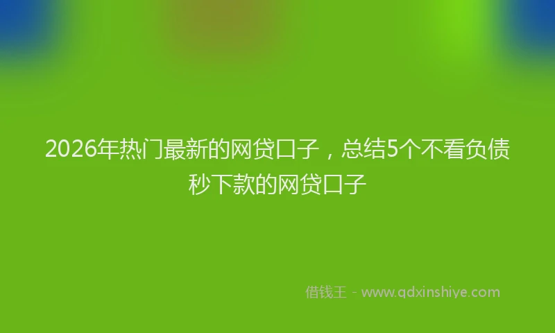 2026年热门最新的网贷口子，总结5个不看负债秒下款的网贷口子