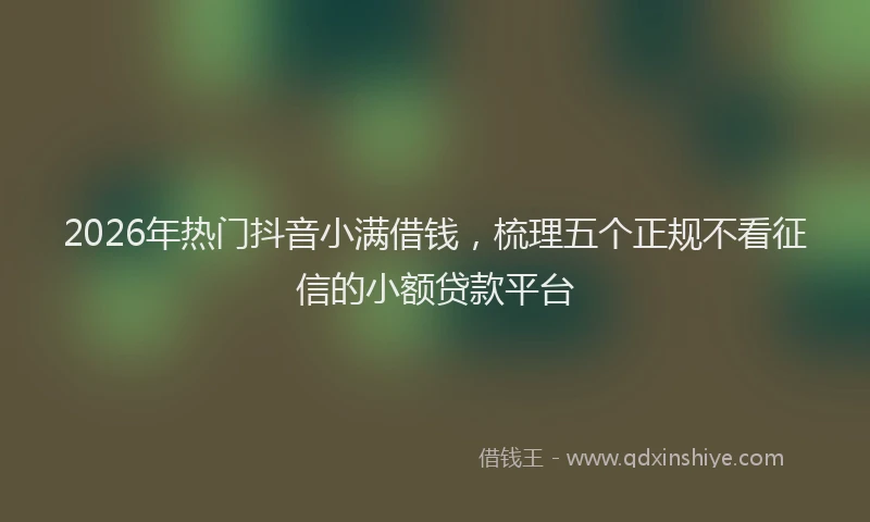 2026年热门抖音小满借钱，梳理五个正规不看征信的小额贷款平台