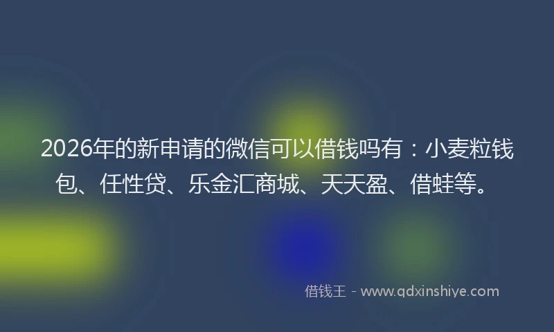 2026年的新申请的微信可以借钱吗有：小麦粒钱包、任性贷、乐金汇商城、天天盈、借蛙等。