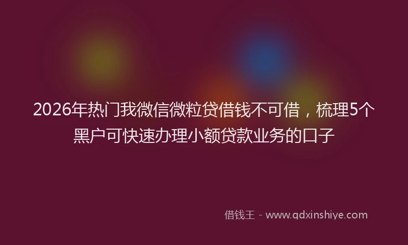 2026年热门我微信微粒贷借钱不可借，梳理5个黑户可快速办理小额贷款业务的口子